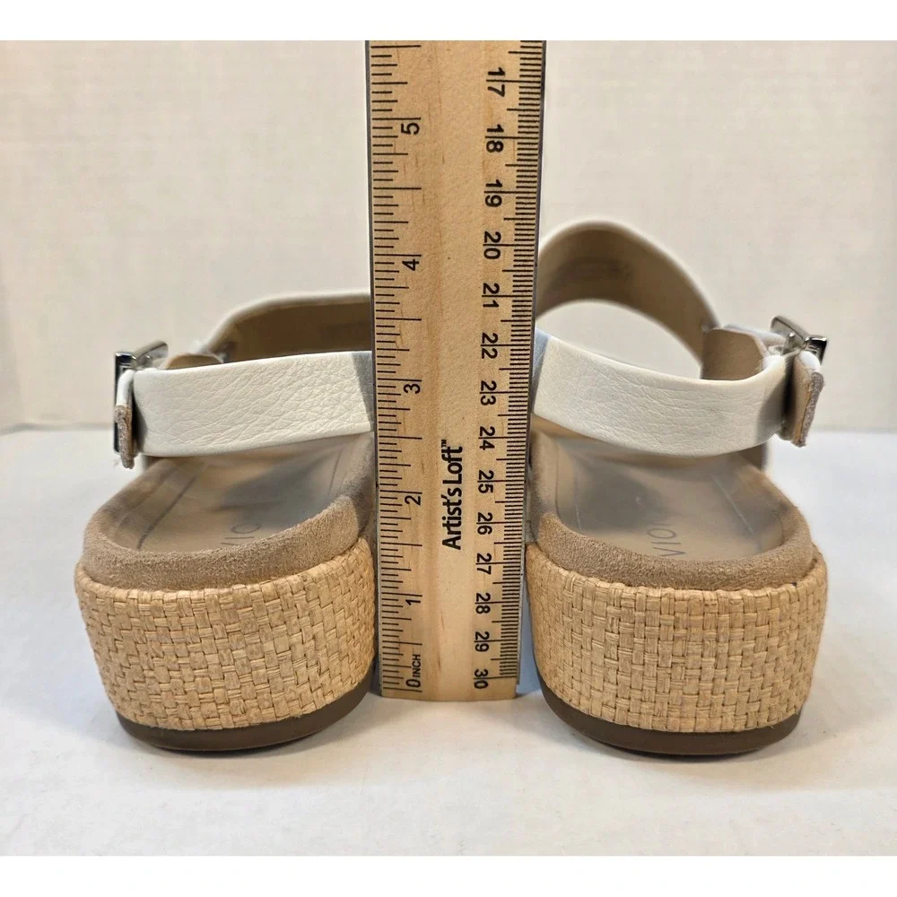 Vionic Louise Raffia Wedge Sandal Women's White Size 7 Excellent Orthopedic Boho